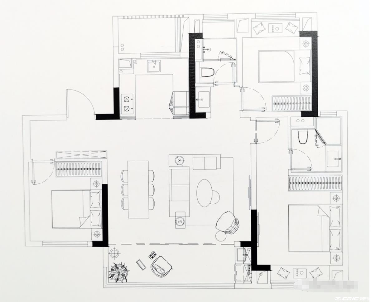 119㎡ 3房2厅2卫户型图