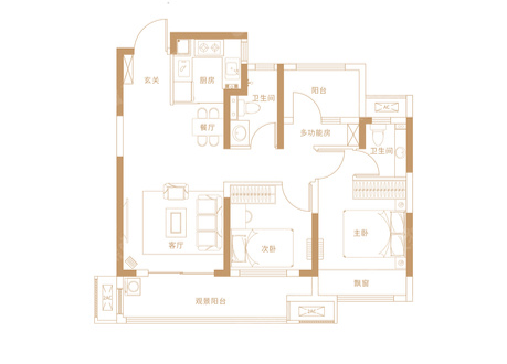 88 3-2-2户型图