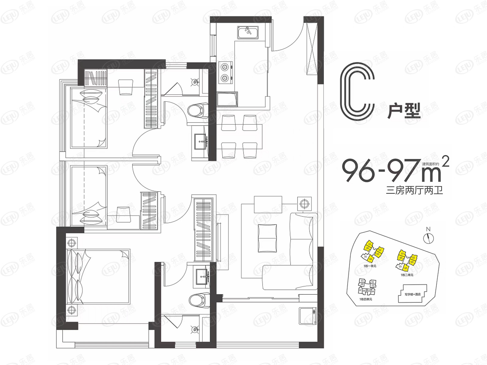 C户型户型图