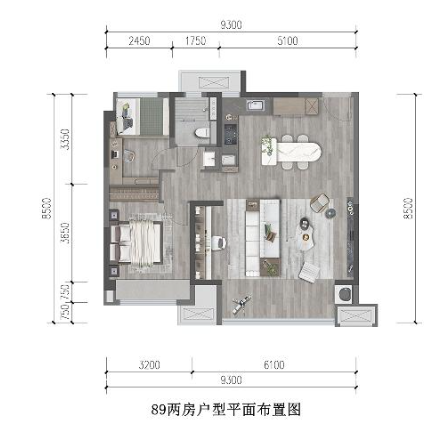 89两房户型 平面布置图户型图