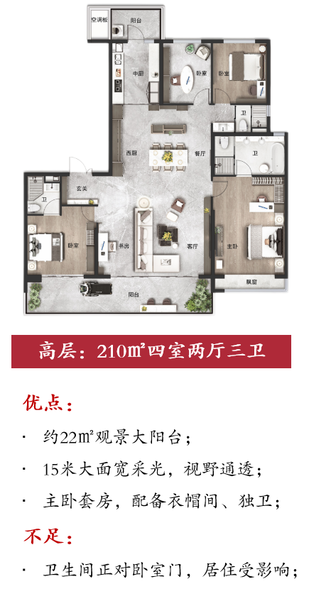 210㎡四房户型图
