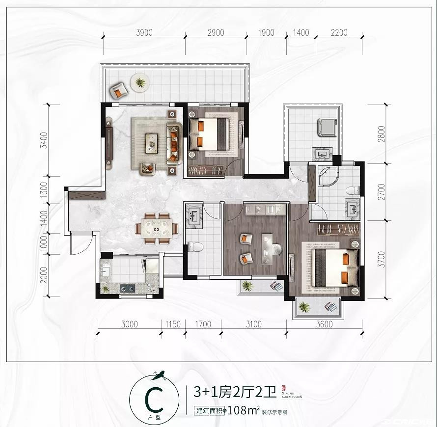 C户型户型图
