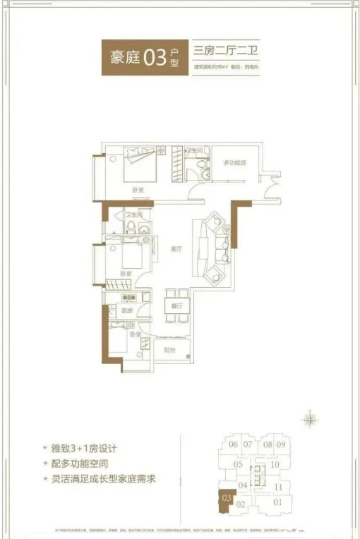 豪庭03户型98㎡户型图